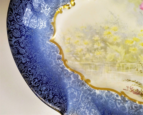  Limoges Grand Plat En Porcelaine  Peint à La Main