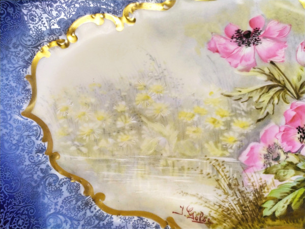  Limoges Grand Plat En Porcelaine  Peint à La Main