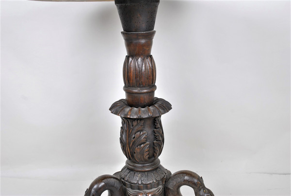 Guéridon En Bois Sculpté, Art Populaire Italien XIXème Siècle