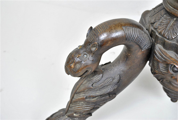 Guéridon En Bois Sculpté, Art Populaire Italien XIXème Siècle