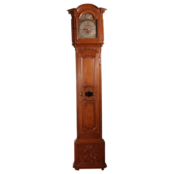 18th Century Oak Longcase Clock From Belgium