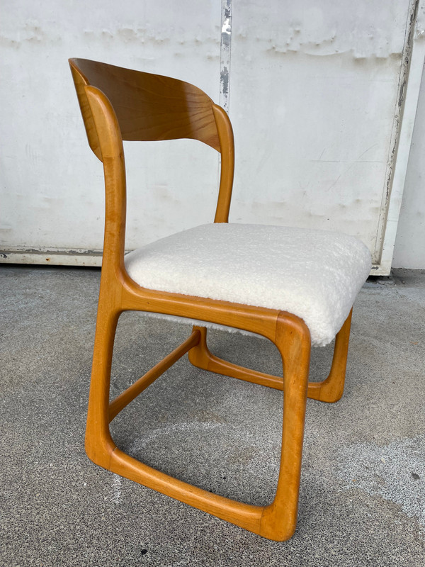 Baumann - Beautiful sled model chair in light wood circa 1960