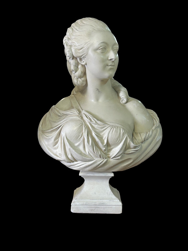 Large Plaster Bust of the Countess Du Barry After Pajou Cast from the Louvre 20th Century H 72