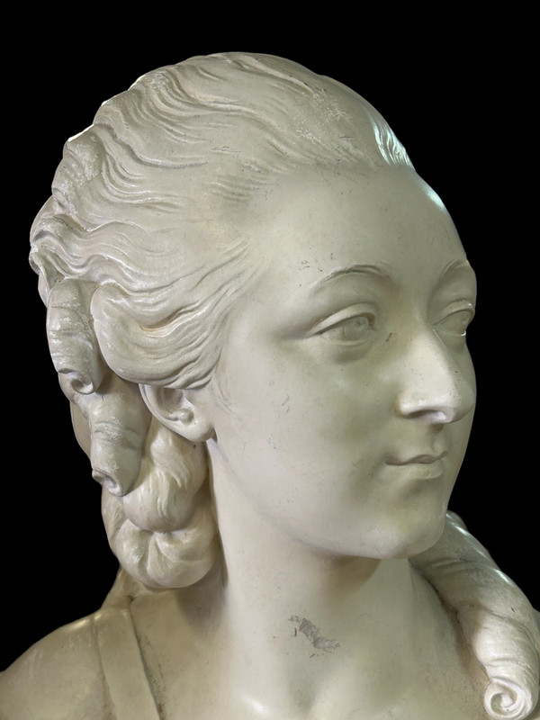 Large Plaster Bust of the Countess Du Barry After Pajou Cast from the Louvre 20th Century H 72
