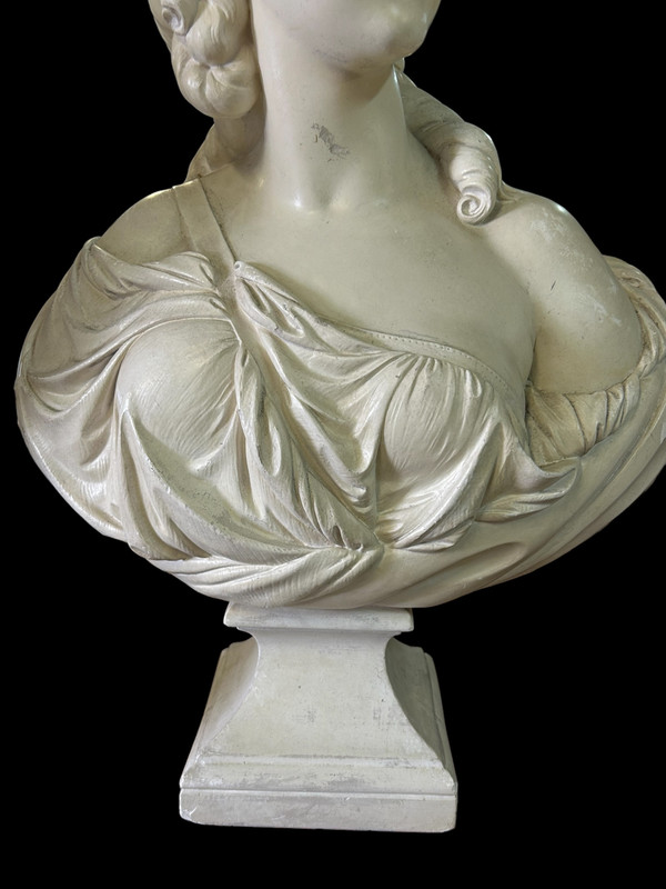 Large Plaster Bust of the Countess Du Barry After Pajou Cast from the Louvre 20th Century H 72