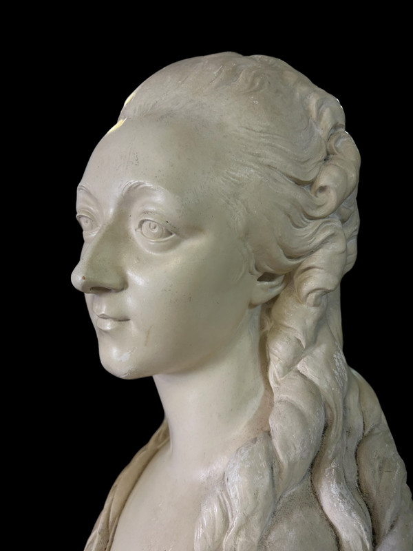 Large Plaster Bust of the Countess Du Barry After Pajou Cast from the Louvre 20th Century H 72
