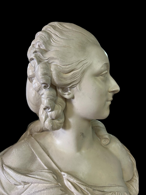 Large Plaster Bust of the Countess Du Barry After Pajou Cast from the Louvre 20th Century H 72