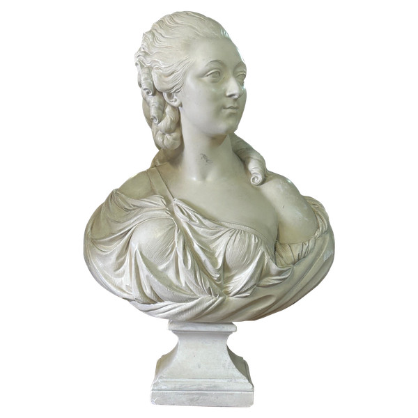 Large Plaster Bust of the Countess Du Barry After Pajou Cast from the Louvre 20th Century H 72