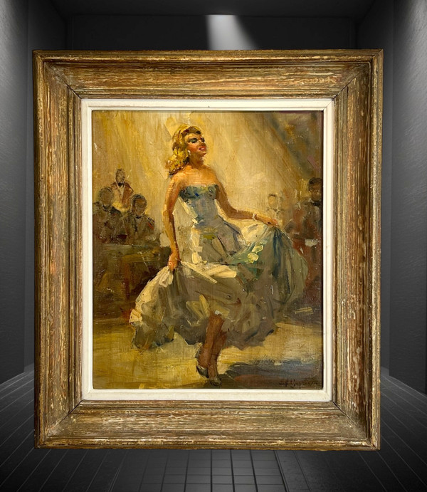 TABLEAU / HUILE SUR TOILE SIGNÉE DES ANNÉES 50 REPRÉSENTANT UNE DANSEUSE