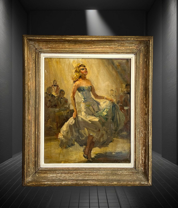 TABLEAU / HUILE SUR TOILE SIGNÉE DES ANNÉES 50 REPRÉSENTANT UNE DANSEUSE