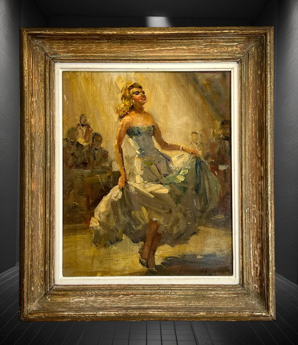TABLEAU / HUILE SUR TOILE SIGNÉE DES ANNÉES 50 REPRÉSENTANT UNE DANSEUSE