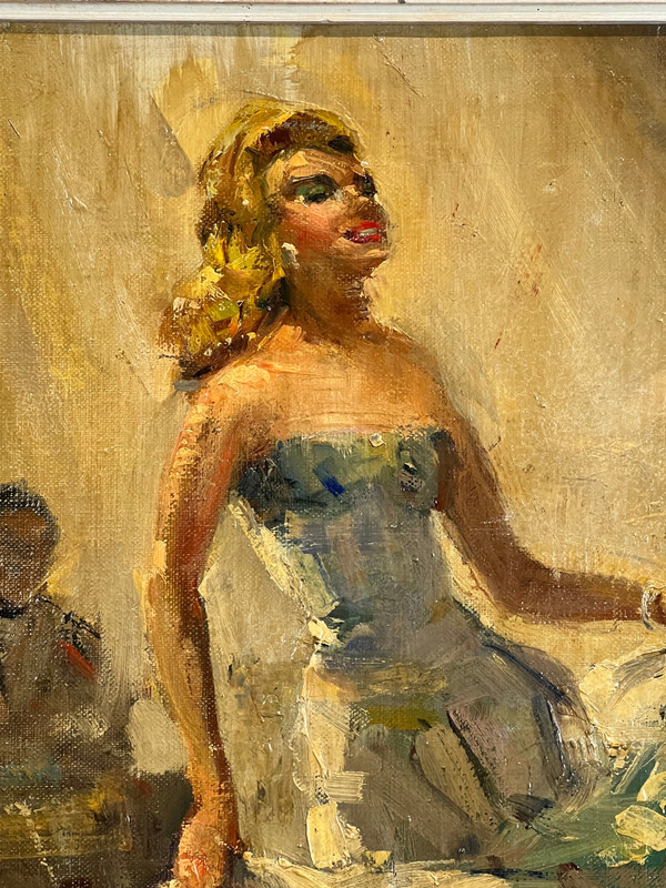 TABLEAU / HUILE SUR TOILE SIGNÉE DES ANNÉES 50 REPRÉSENTANT UNE DANSEUSE
