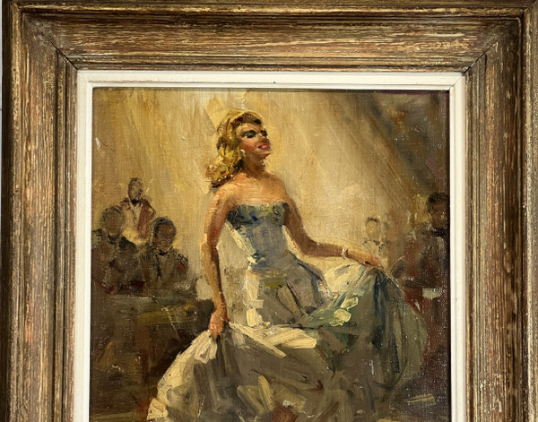 TABLEAU / HUILE SUR TOILE SIGNÉE DES ANNÉES 50 REPRÉSENTANT UNE DANSEUSE