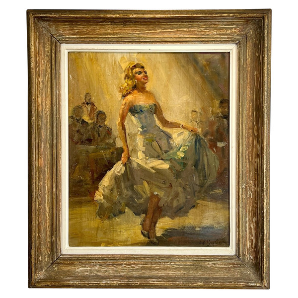 TABLEAU / HUILE SUR TOILE SIGNÉE DES ANNÉES 50 REPRÉSENTANT UNE DANSEUSE