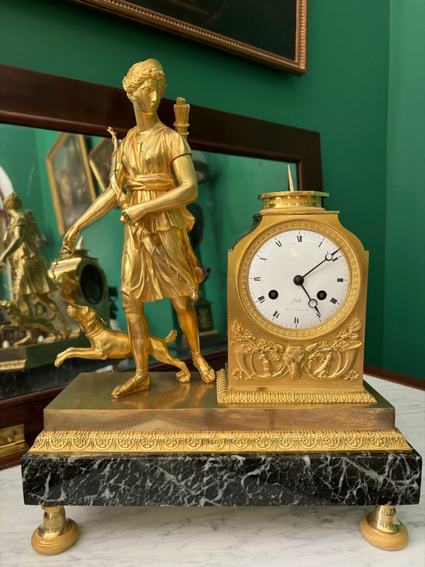 Superb Diane chasseresse clock signed Claude Galle, Empire period.