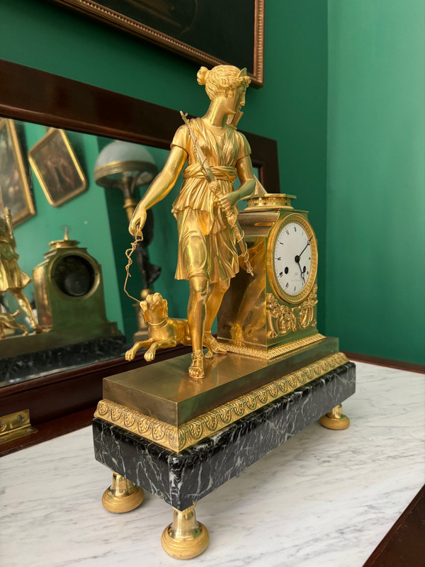 Superb Diane chasseresse clock signed Claude Galle, Empire period.