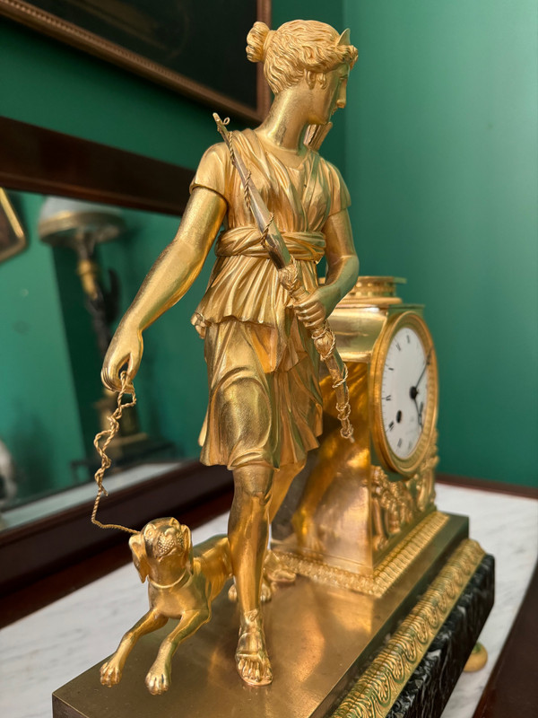 Superb Diane chasseresse clock signed Claude Galle, Empire period.