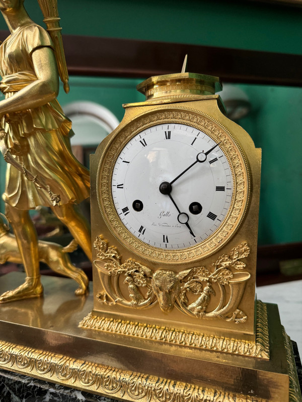 Superb Diane chasseresse clock signed Claude Galle, Empire period.