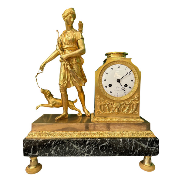Superb Diane chasseresse clock signed Claude Galle, Empire period.