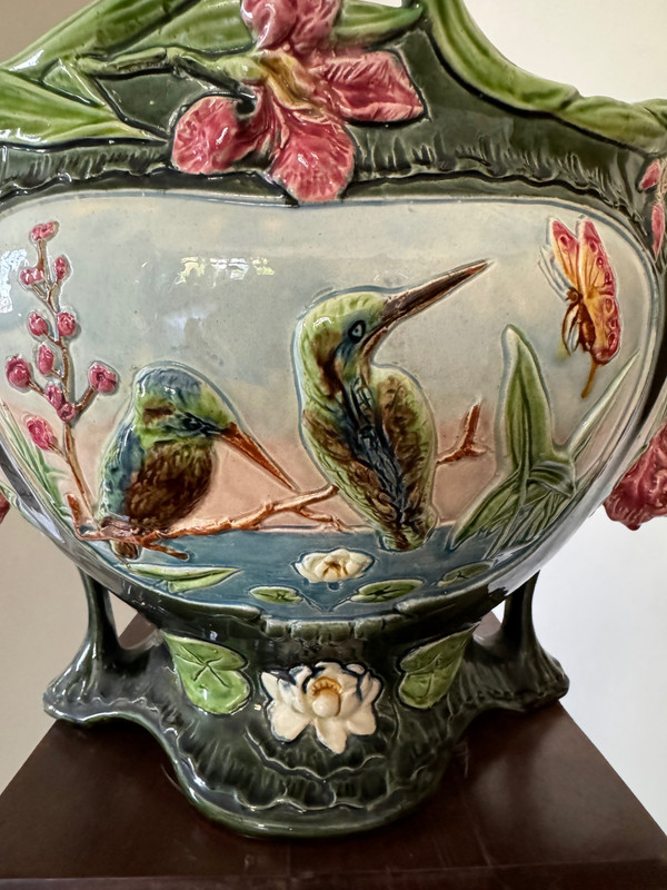 Magnificent Art Nouveau Barbotine Cache Pot
