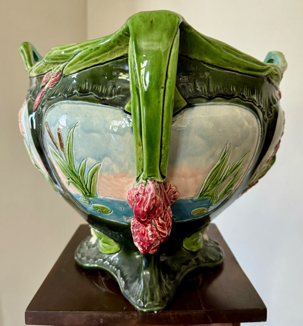 Magnificent Art Nouveau Barbotine Cache Pot
