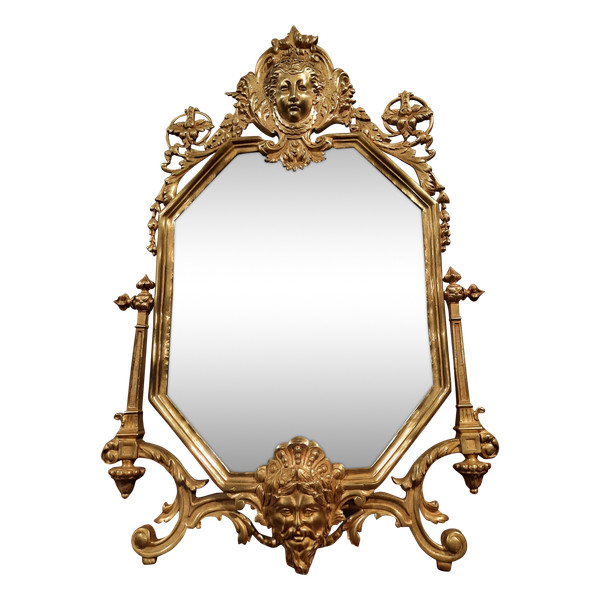 Miroir de salon en bronze de style Régence d’époque XIXème siècle.