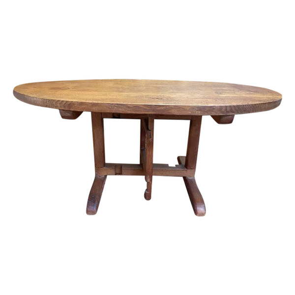Table basse cible vigneronne en chêne 