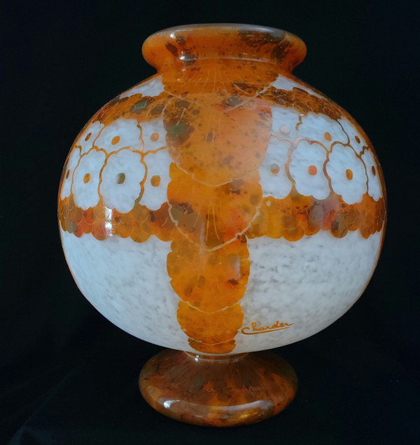 Grande vaso a sfera LeVerre Français-Charder del 1927