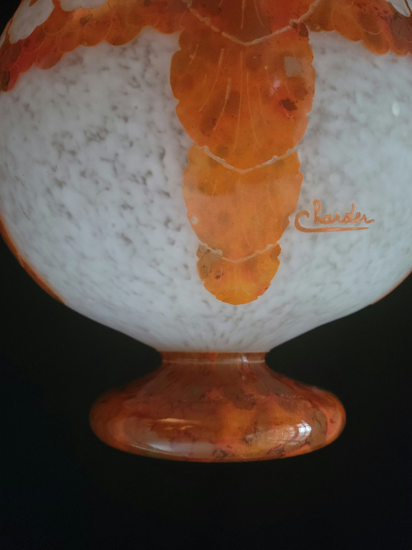 Grande vaso a sfera LeVerre Français-Charder del 1927