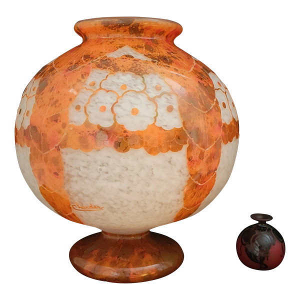 Grande vaso a sfera LeVerre Français-Charder del 1927