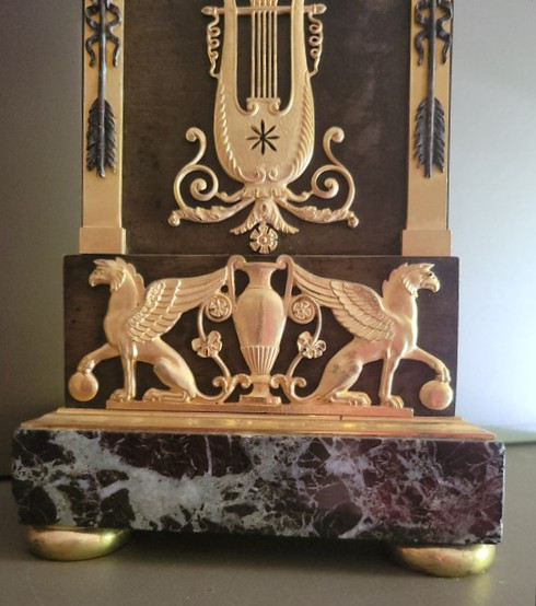  Empire style ormolu and patinated marble pendulum clock