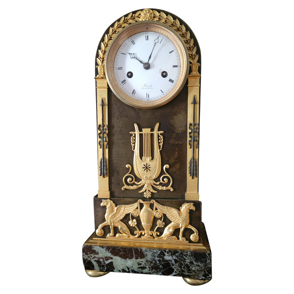  Empire style ormolu and patinated marble pendulum clock