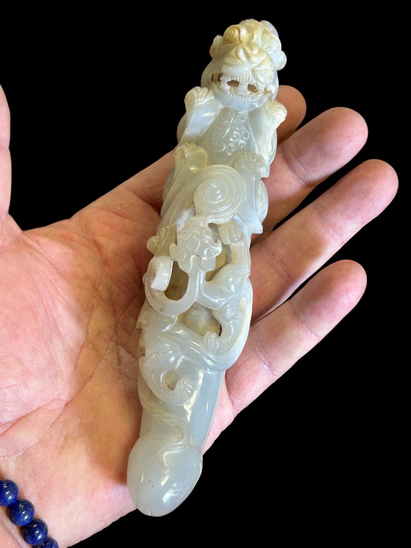 Scultura in giada cinese - Fallo con leone e drago - Cina inizio XX secolo - (in francese)