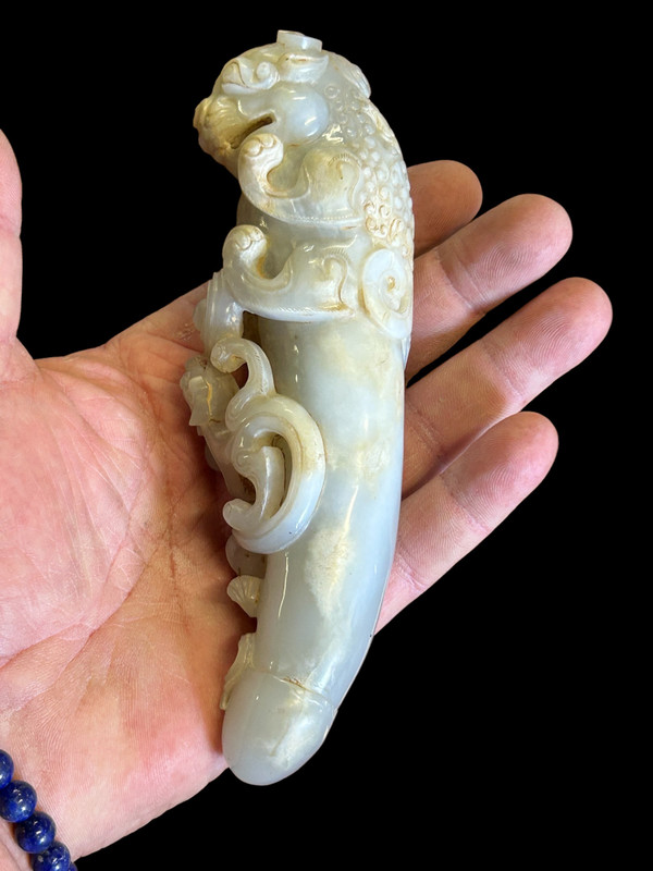 Scultura in giada cinese - Fallo con leone e drago - Cina inizio XX secolo - (in francese)