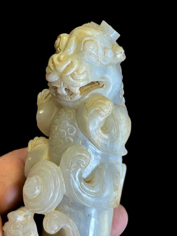 Scultura in giada cinese - Fallo con leone e drago - Cina inizio XX secolo - (in francese)