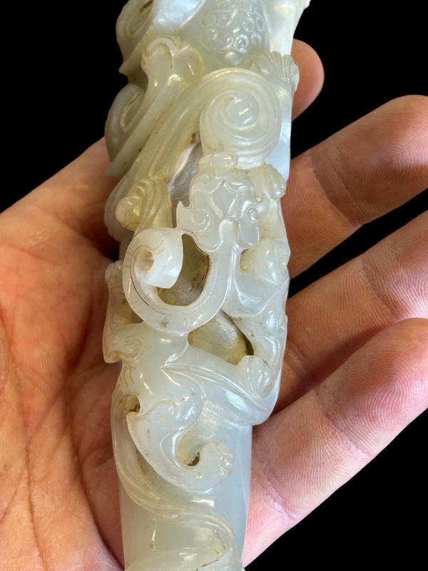 Scultura in giada cinese - Fallo con leone e drago - Cina inizio XX secolo - (in francese)
