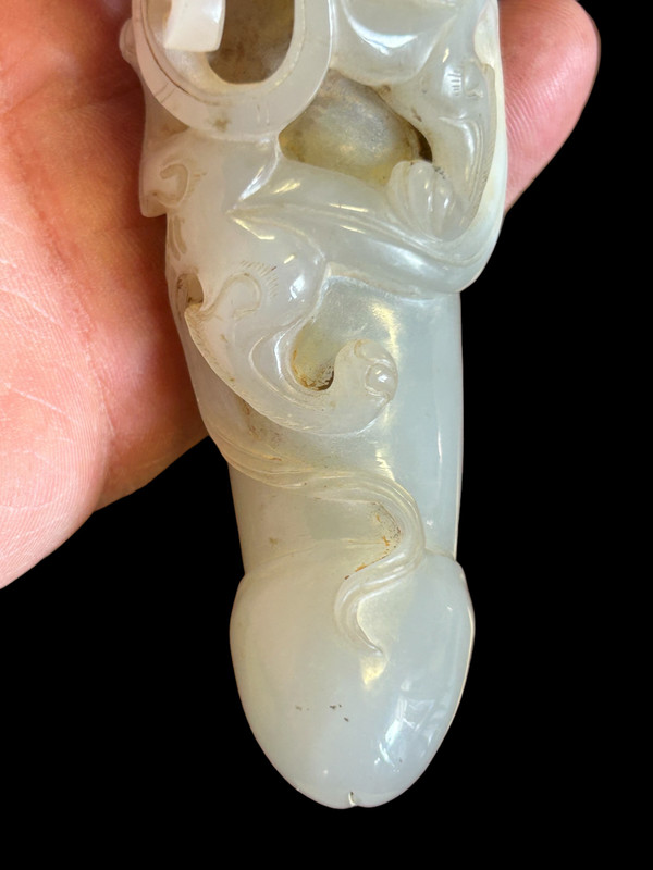 Scultura in giada cinese - Fallo con leone e drago - Cina inizio XX secolo - (in francese)