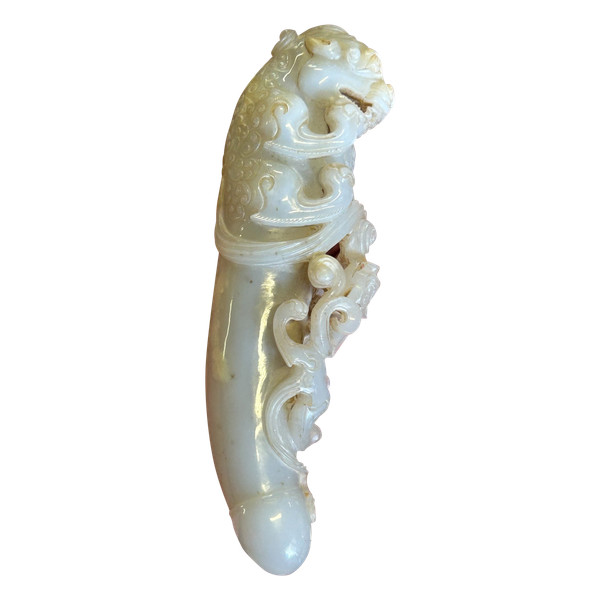 Scultura in giada cinese - Fallo con leone e drago - Cina inizio XX secolo - (in francese)