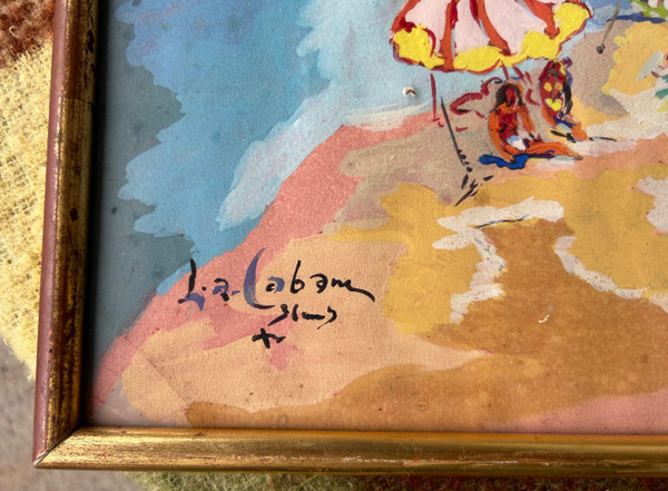 Louis André Cabane (xxéme) Öl Auf Papier - Strandszene Um 1930