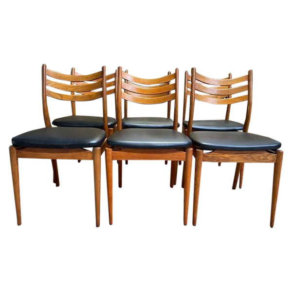 Set of 6 Scandinavian oak chairs