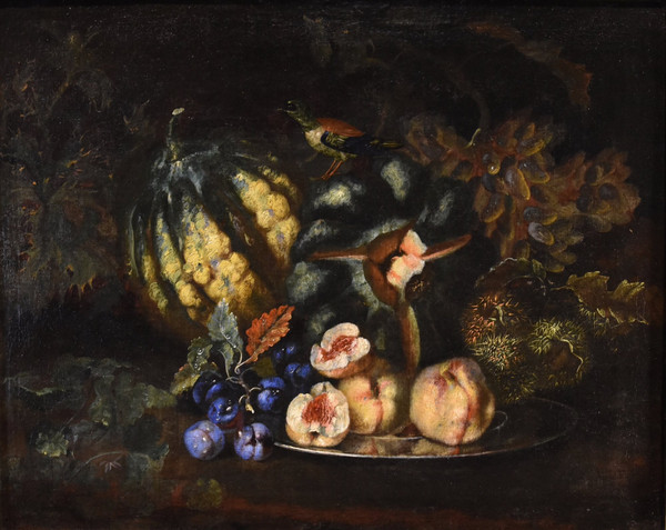 Früchtestillleben mit Grünspecht, Franz Werner Von Tamm (Hamburg 1658 - Wien 1754)