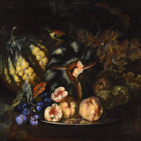 Früchtestillleben mit Grünspecht, Franz Werner Von Tamm (Hamburg 1658 - Wien 1754)