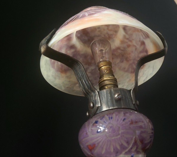 C. Schneider : lampe champignon "Ancolies "signée Charder/Le Verre Français"  1927 61928