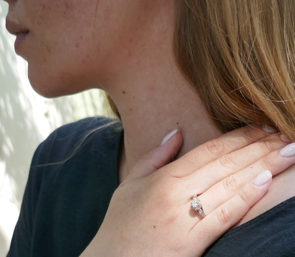 Diamond solitaire, gold and platinum setting.
