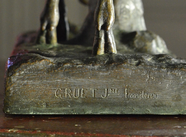 Grande animale in bronzo / cervo / giovane fonditore gruet