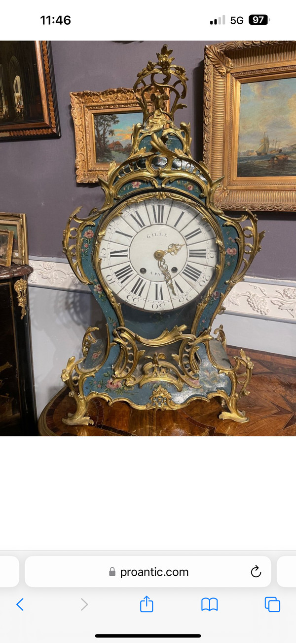 Grand Cartel D’époque Louis XV En Vernis Martin 