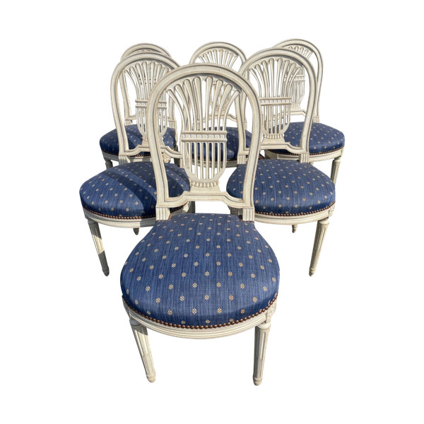 Suite De 6 Chaises De Style Louis XVI Modèle Fer à Cheval 