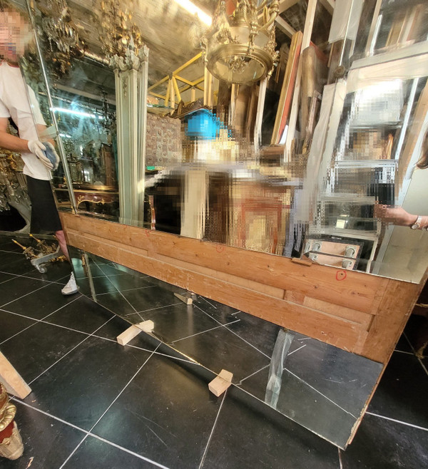 Louis XVI Style Lacquered Wood Dressing Table With Mirror, Early 20th Century