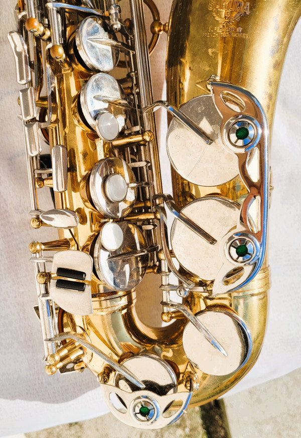 Sakura saxophone with case