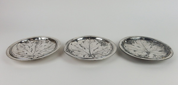 Set di tre piatti d'argento Art Nouveau di Gallia Christofle